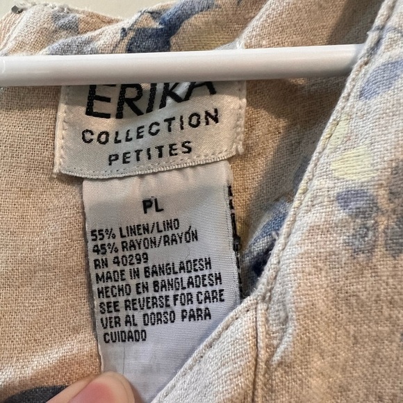Vintage Erika Collection Petites 1980’s Linen Blend Floral Print Petite Large - Picture 6 of 8